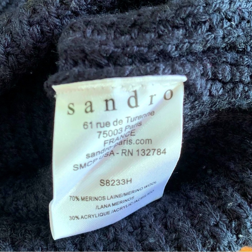 Sandro - Navy blue merino wool blend crew neck sweater - sz 1 - Picture 5 of 5